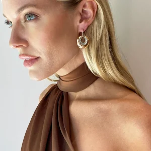 Aperture Earrings - Blue Peruvian Opal & Aquamarine
