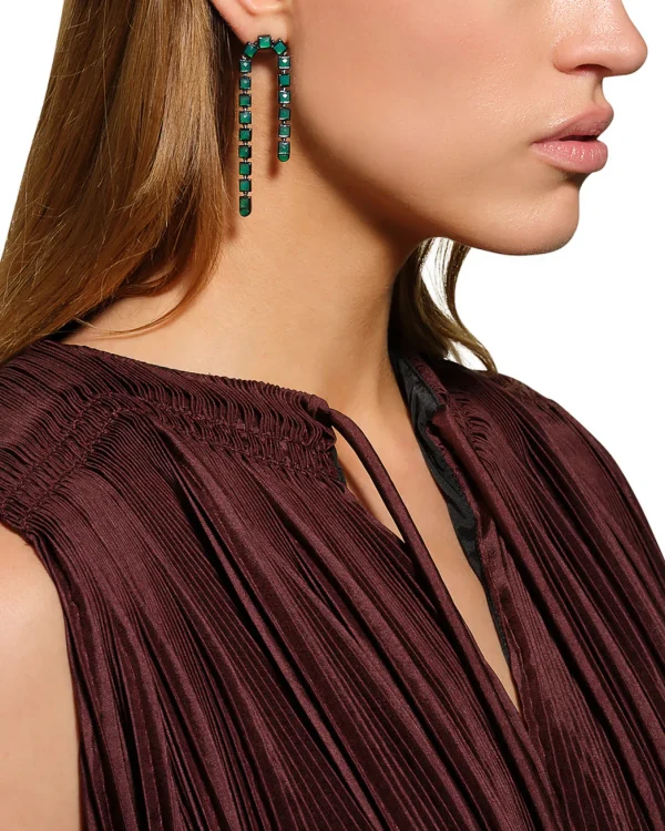 Arc Earrings - Green Onyx