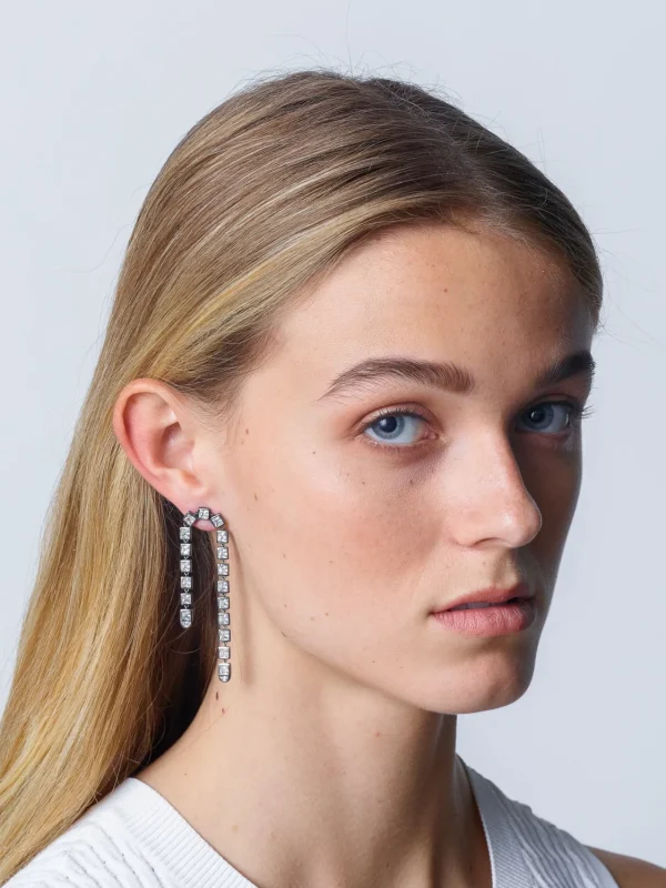 Arc Earrings - White Zircon