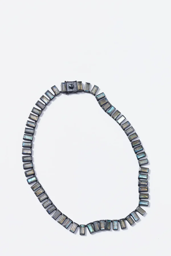 Baguette Tile Rivière Necklace - Labradorite
