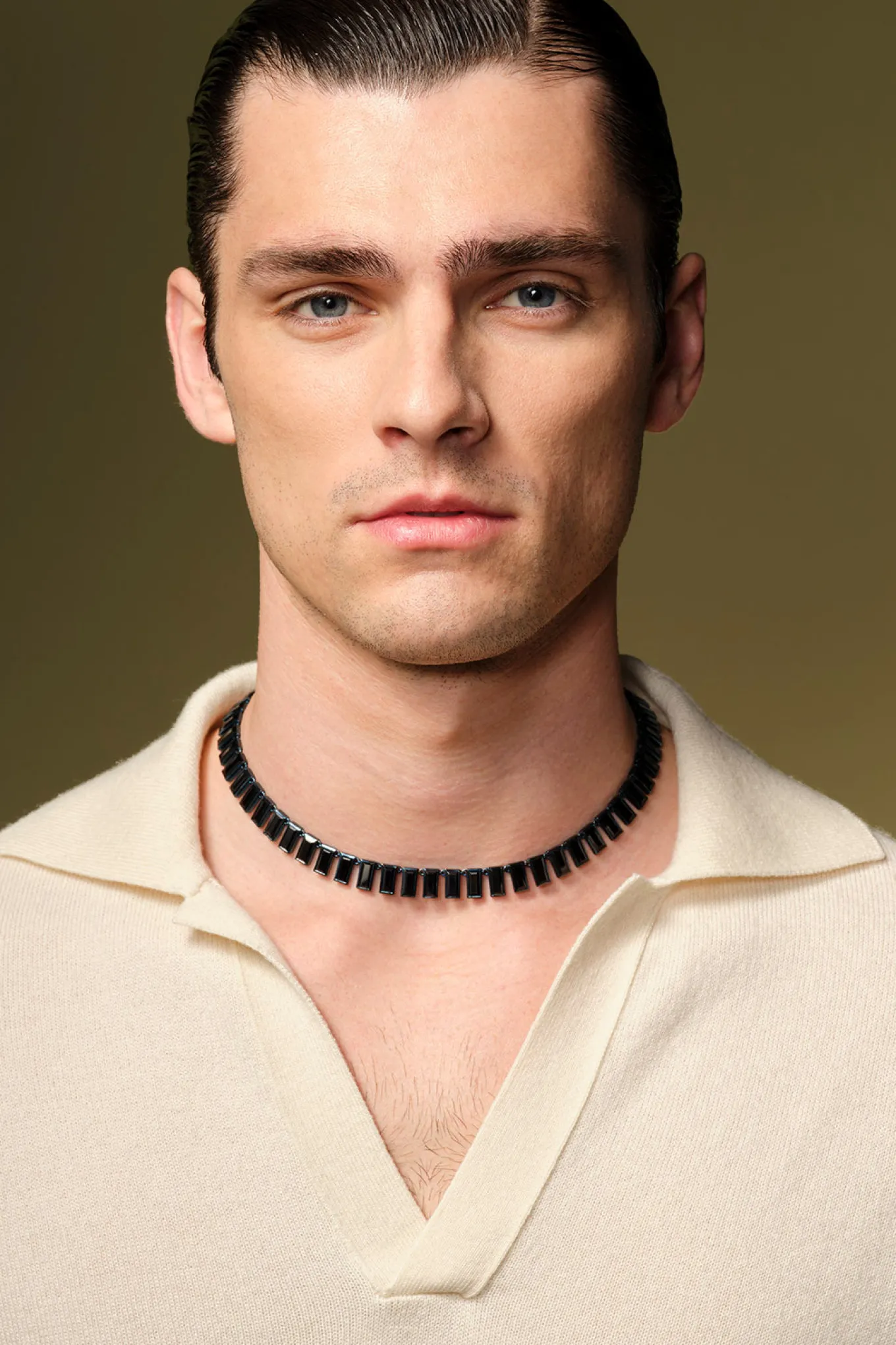 baguette_tile_rivire_neck_1-1.webp Baguette Tile Rivière Necklace - Black Spinel