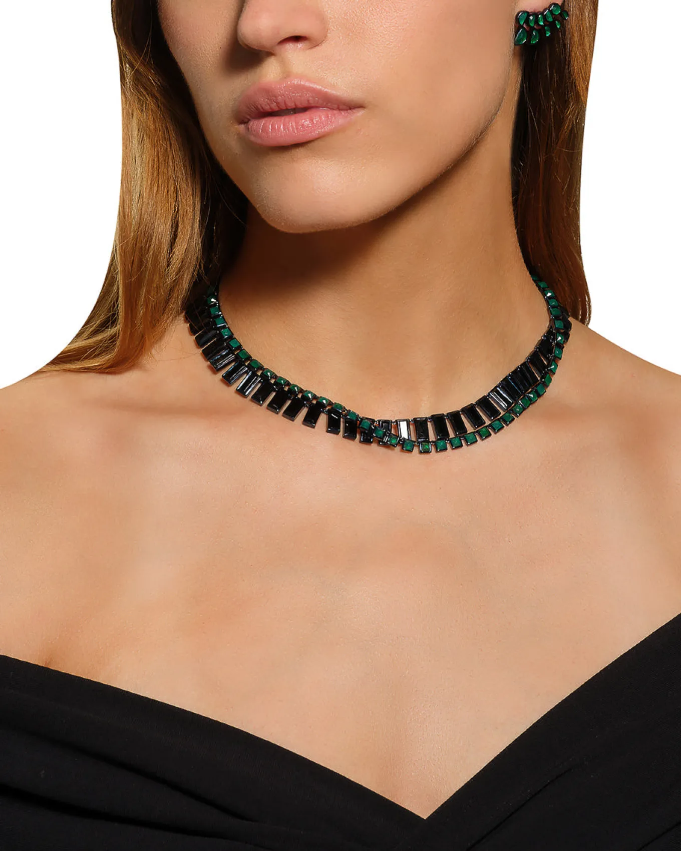baguette_tile_rivire_neck_2-1.webp Baguette Tile Rivière Necklace - Black Spinel