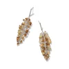 Bahia Banana Leaf Earrings - Diamond, Golden Tourmaline & Ethiopian Opal