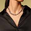 Bubble Tiered Rivière Necklace - White Pearl & Black Sheen Moonstone