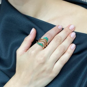 Bump Ruched Ring - Emerald