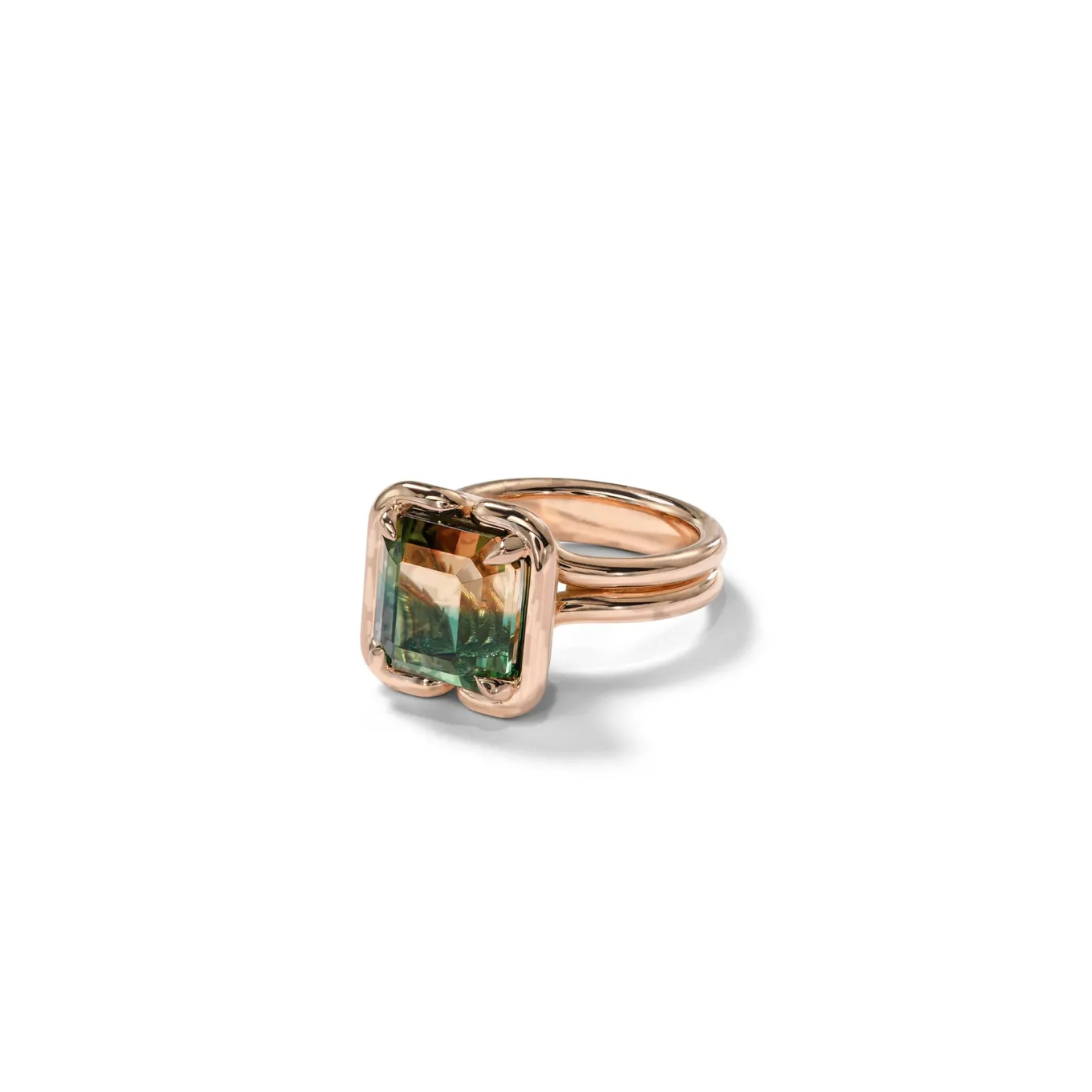 buttress_emerald_cut_soli_0-2.webp Buttress Emerald Cut Solitaire Ring - Bi-Color Tourmaline