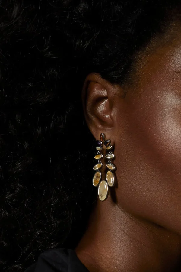 Cascade Earrings - Rutilated Quartz