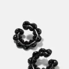 Caterpillar Black Enameled Bypass Hoops - Black Spinel