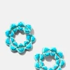 Caterpillar Turquoise Enameled Bypass Hoops - Turquoise