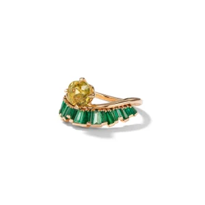 Crown & Head Ring - Sphene & Emerald