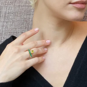 Crown & Head Ring - Sphene & Emerald