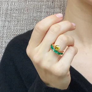 Crown & Head Ring - Sphene & Emerald