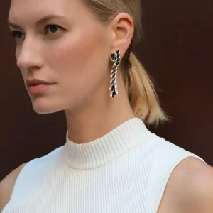 Curved Column Earrings - Green Tourmaline