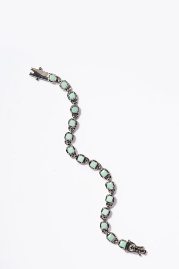 3D Tile Chain Bracelet - Chrysoprase