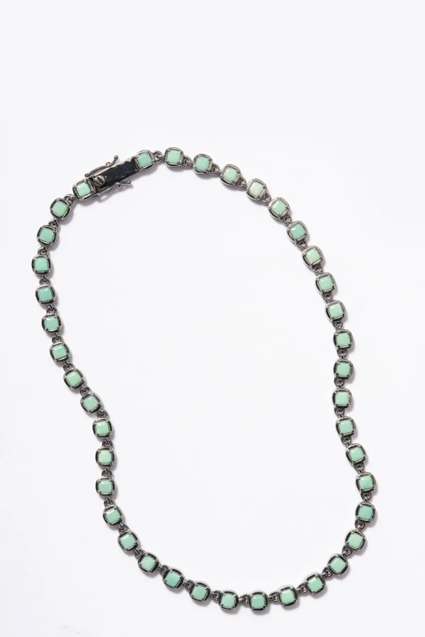 3D Tile Chain Rivière Necklace - Chrysoprase