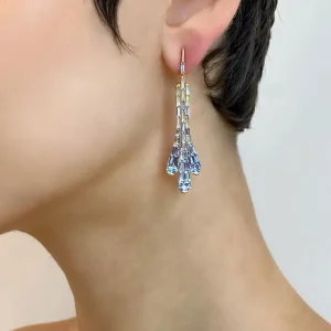 Deco Bell Earrings - Ethiopian Opal & Tanzanite