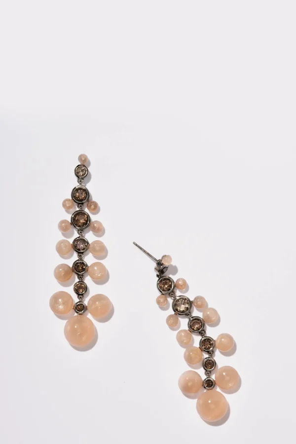 Dew Drop Earrings - Peach Moonstone
