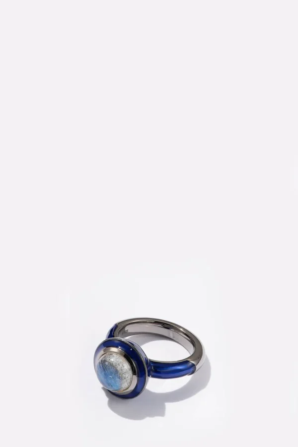 Dot Lacquer Solitaire Ring - Labradorite