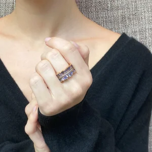 Double Ruched Ribbon Ring - Tanzanite