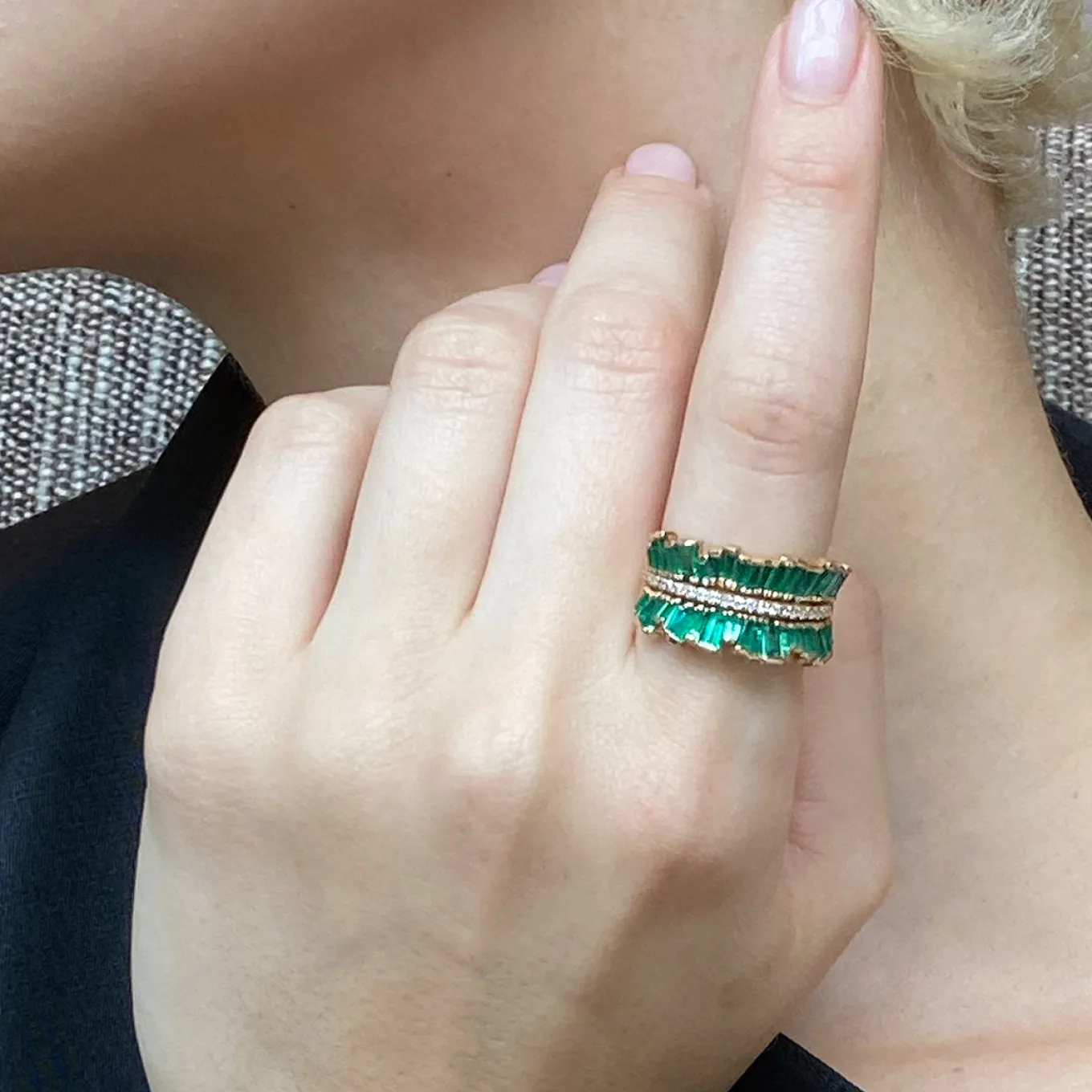 double_ruched_ribbon_ring_2.webp Double Ruched Ribbon Ring - Emerald