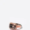 East-West Deco Lacquer Solitaire Ring - Smokey Quartz