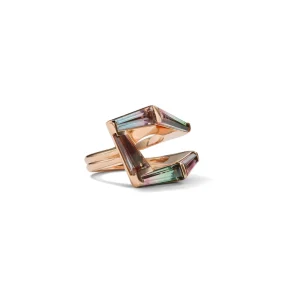 Fold-Over Mosaic Ring - Bi-Color Tourmaline