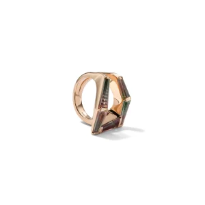 Fold-Over Mosaic Ring - Bi-Color Tourmaline