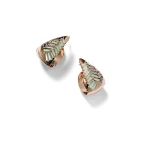 Herringbone Hoops - Blue Peruvian Opal, Aquamarine & Ethiopian Opal