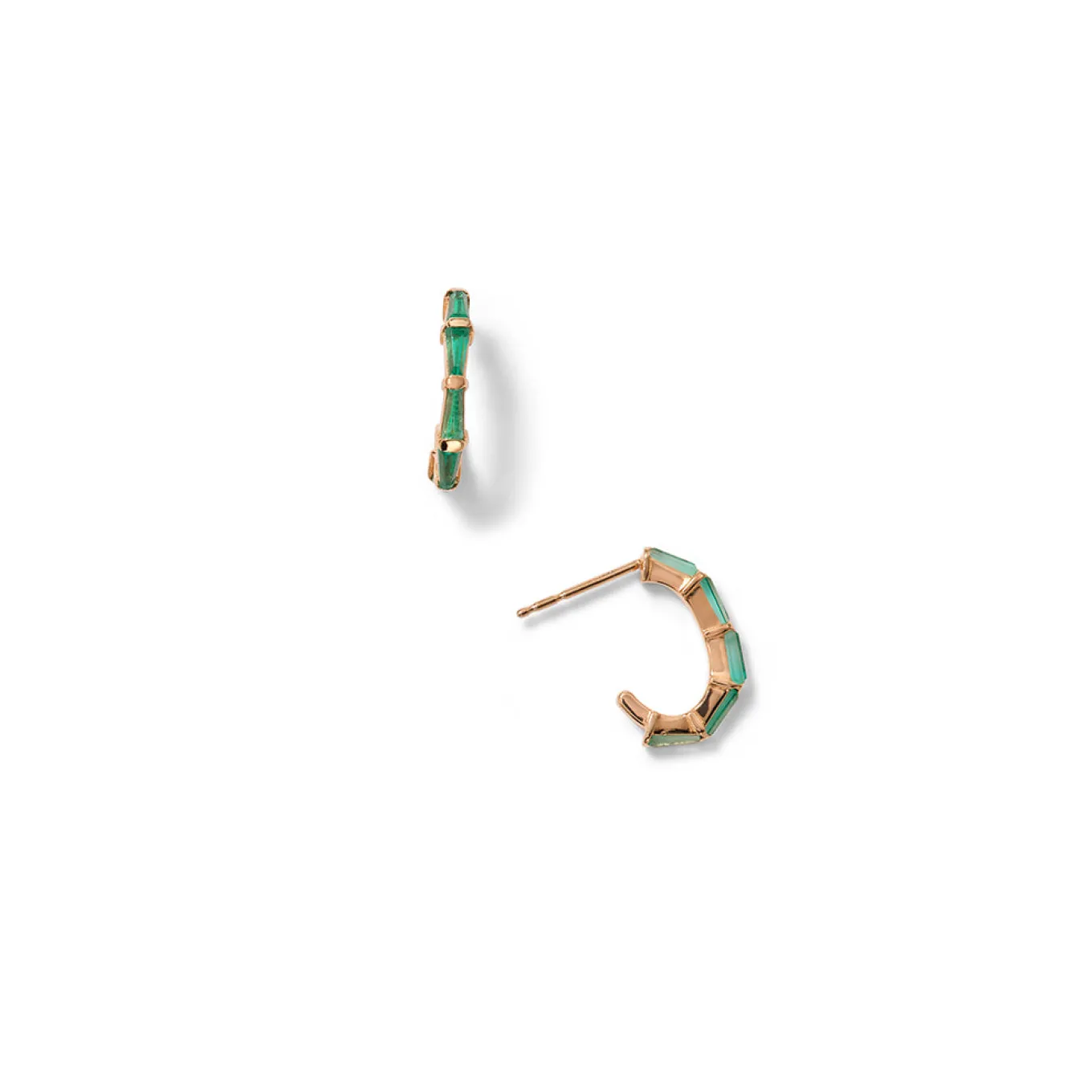 hilvanado_stitch_oval_min_0.webp Hilvanado Stitch Oval Mini Hoop Earrings - Emerald