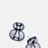 Infinity Blue Enameled Earrings - Rainbow Moonstone