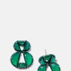 Infinity Emerald Enameled Earrings - Green Onyx