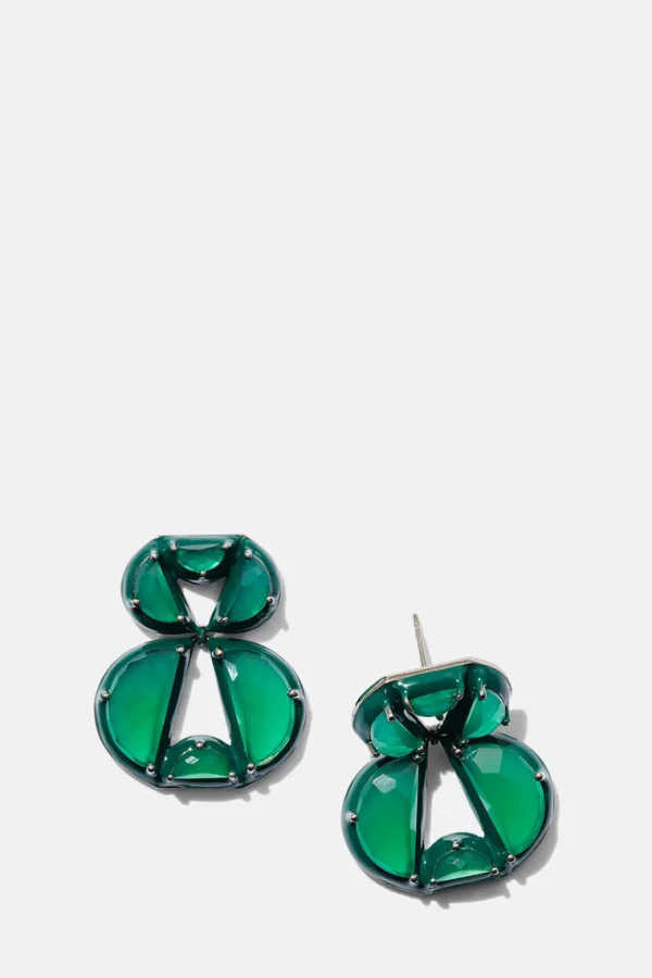 Infinity Emerald Enameled Earrings - Green Onyx