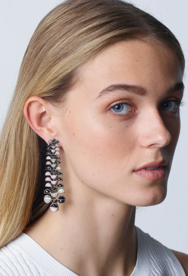 Large Reptile Girandole Earrings - Black Spinel, Pink Opal & Ethiopian Opal