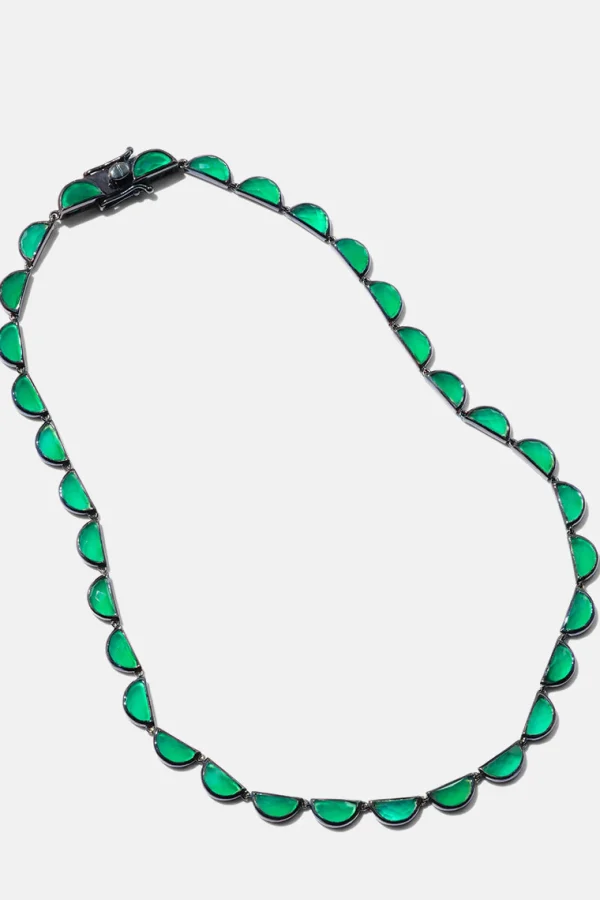 Large Scallop Rivière Necklace - Green Onyx