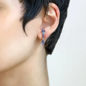 Large Single Baton Ear Cuff - Tanzanite