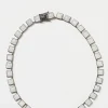Large Tile Rivière Necklace - Rainbow Moonstone