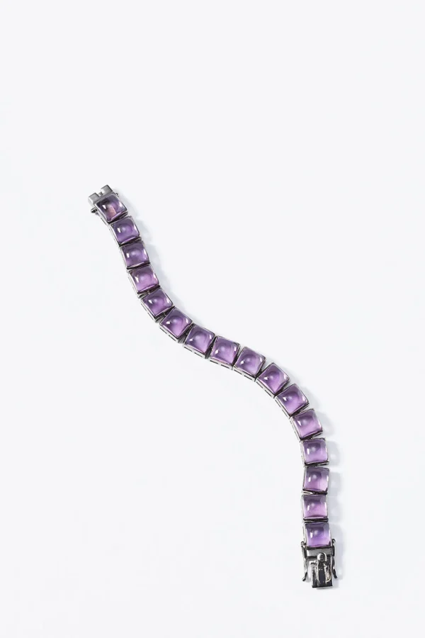 Large Tile Tennis Bracelet - Amethyst