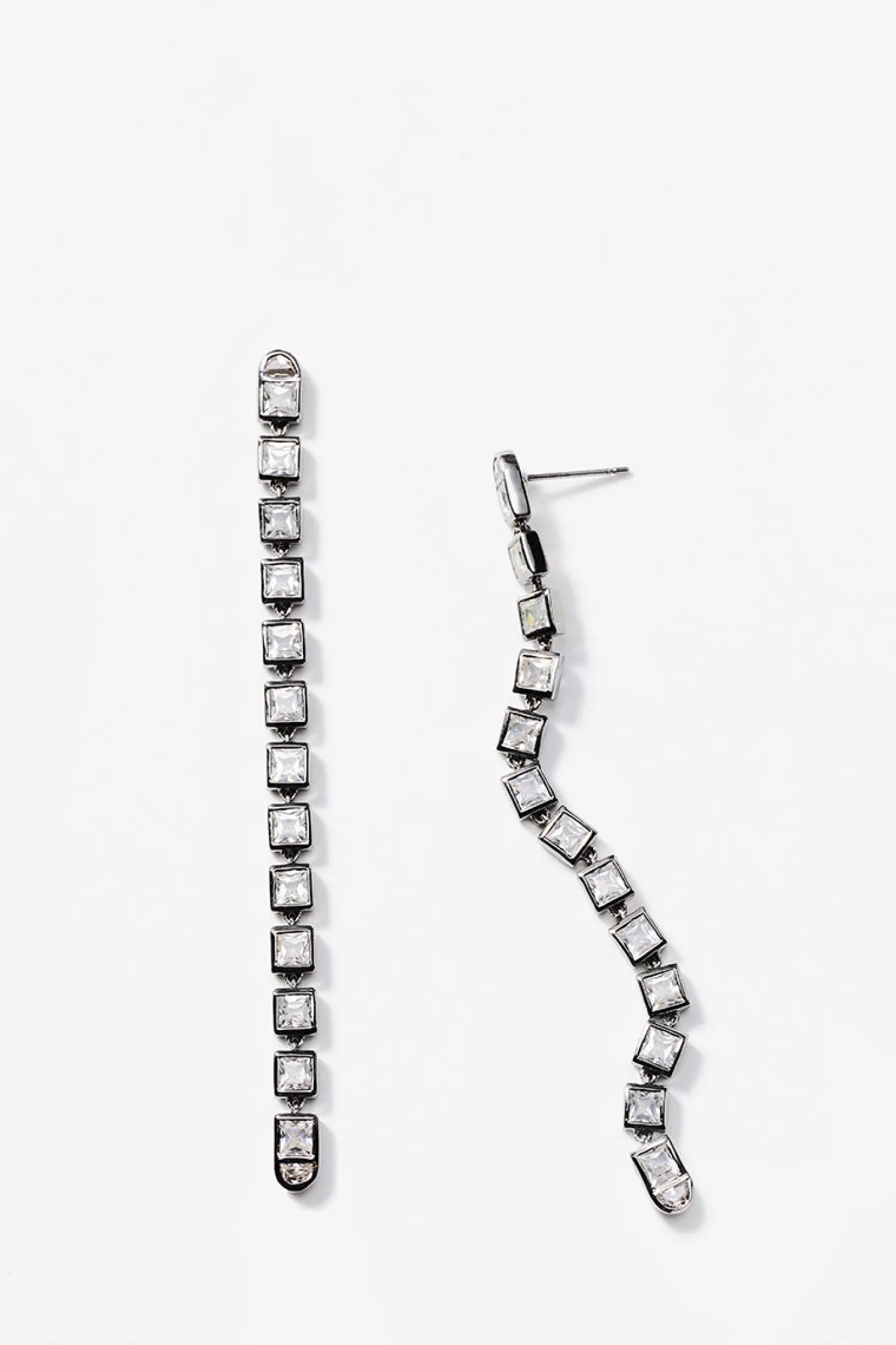 line_earrings__tea_length_0-1.webp Line Earrings - Tea Length - White Zircon