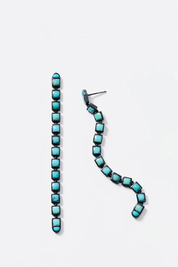 Line Earrings - Tea Length - Turquoise