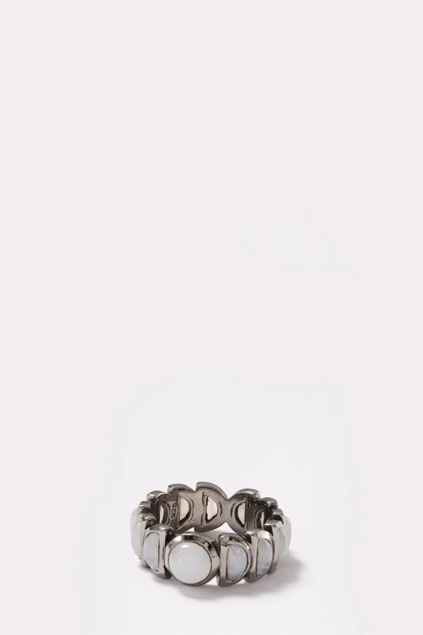 Luna Ring Band - Rainbow Moonstone