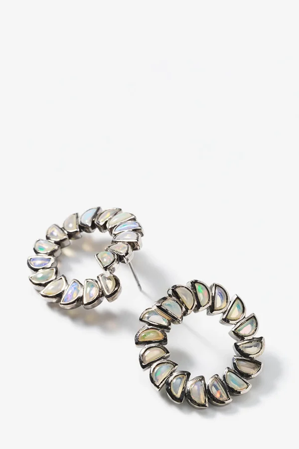 Marabou Bypass Hoops - Ethiopian Opal