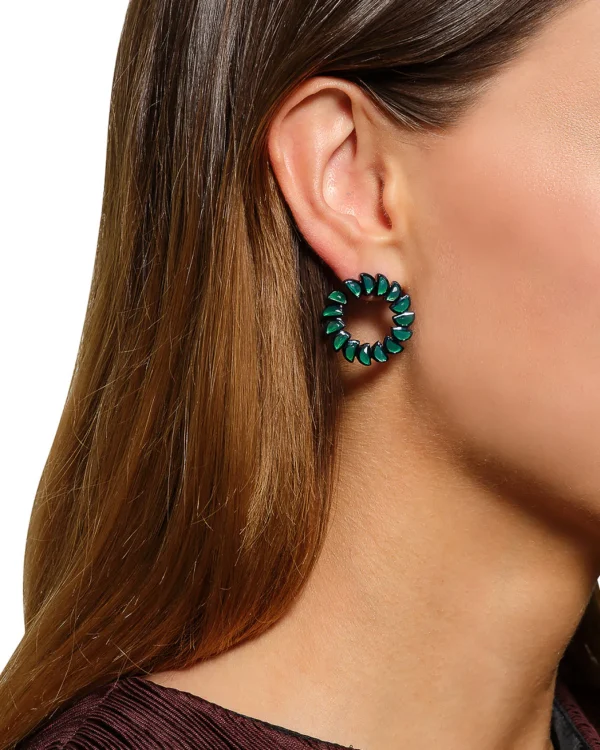 Marabou Bypass Hoops - Green Onyx