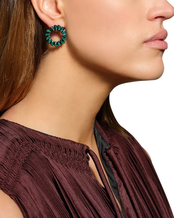 Marabou Bypass Hoops - Green Onyx