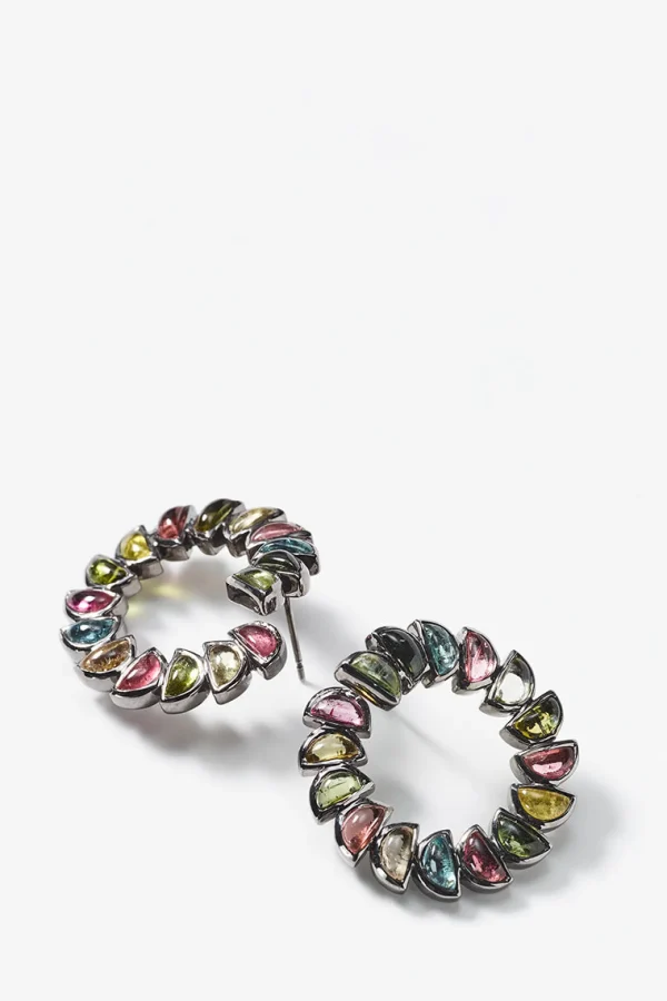 Marabou Bypass Hoops - Multi Tourmaline