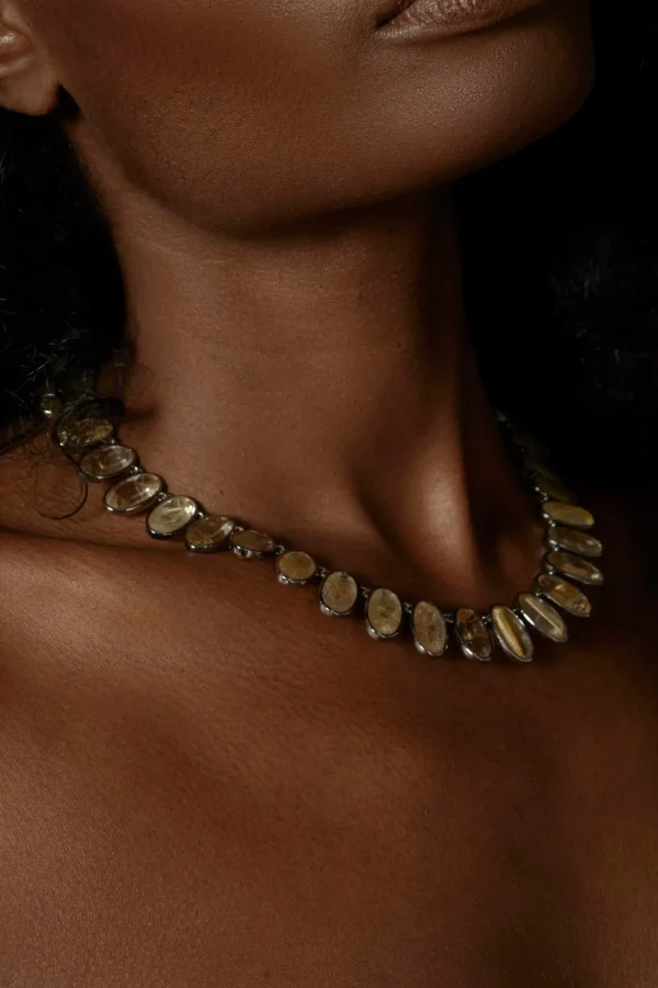 Medium Elliptic Rivière Necklace - Rutilated Quartz