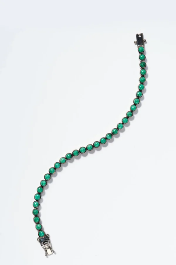 Men's Small Dot Tennis Bracelet - Malachite