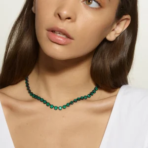 Mini Brilliant Riviere Necklace - Green Onyx