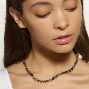 Mini Dot Rivière Necklace - Multi Tourmaline