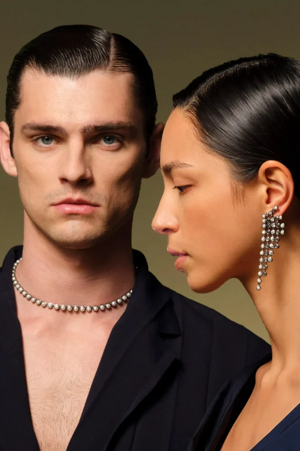 Mini Dot Rivière Necklace - White Pearl