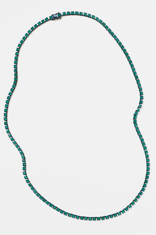 Mini Tile Opera Necklace - Green Onyx